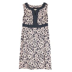 Boden Womens Navy Blue Cream Geometric Circle Print Cotton Shift Dress Size 6R